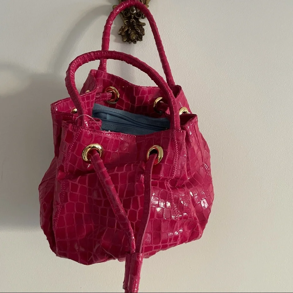 Carlos falchi pink drawstring leather bucket bag - Picture 6 of 14